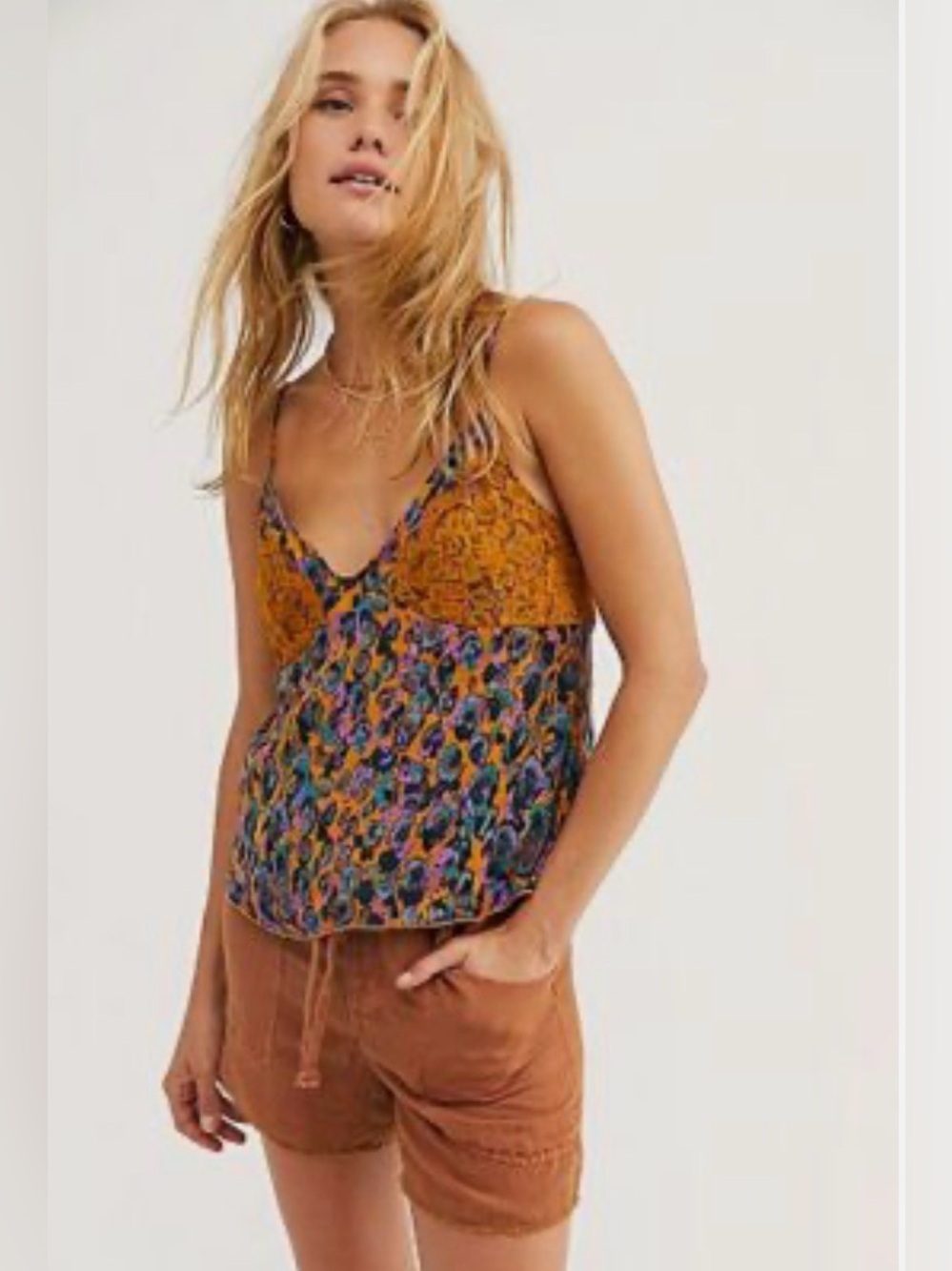 Free People Intimately Little Dreams Printed Lace Camisole Women’s  M